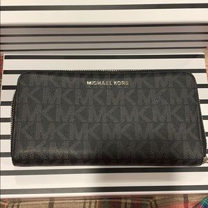 MK black zip around wallet